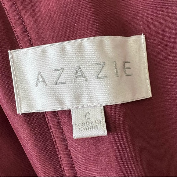 Azazie A-Line Pleated Chiffon Bridesmaid Dress Burgundy Size 6 - Picture 6 of 11